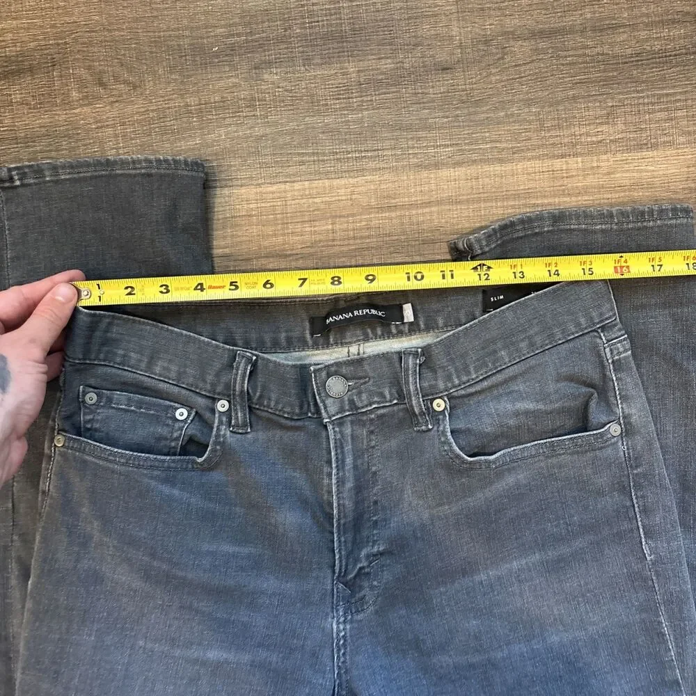 Banana Republic Pants Mens Gray Cotton Slim Straight Fit 33x30